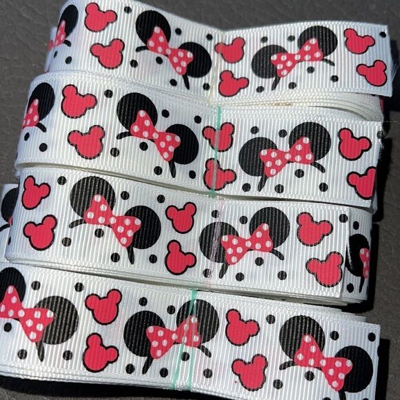 Grosgrain Ribbon 7/8” 5 yards 5/$20 Minnie Mouse ears headband bow polka dots - Picture 1 of 10